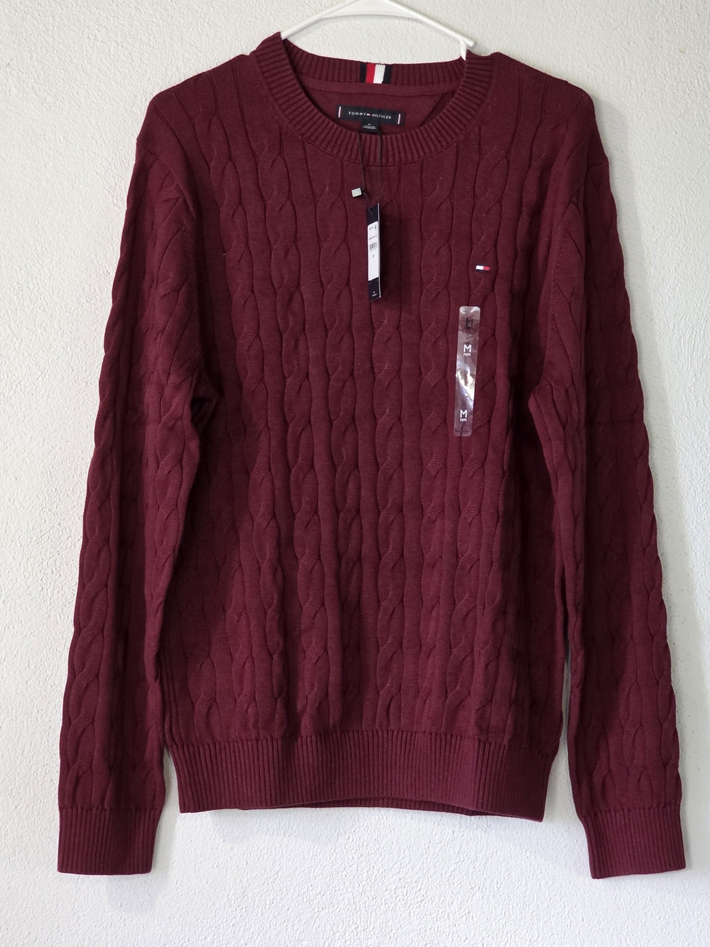 NWT Tommy Hilfiger Burgundy Cable Knit Sweater Size M